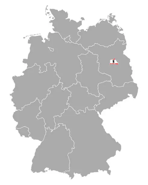 Vector illustration of Map of Germany with flag of Berlin