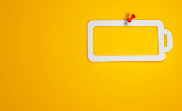 istock Pin Paper Battery Symbol on Yellow Background 1313263615