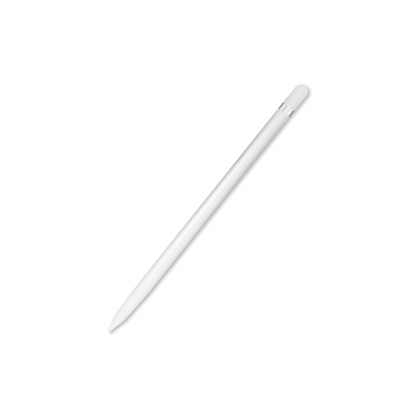 Pencil or stylus for tablet white color with shadow top view isolated on white background.Vector illustration isolated on white background.Eps 10.