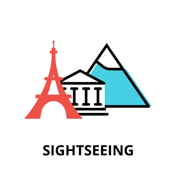 Vector illustration of Icon concept of Sightseeing, travel collection