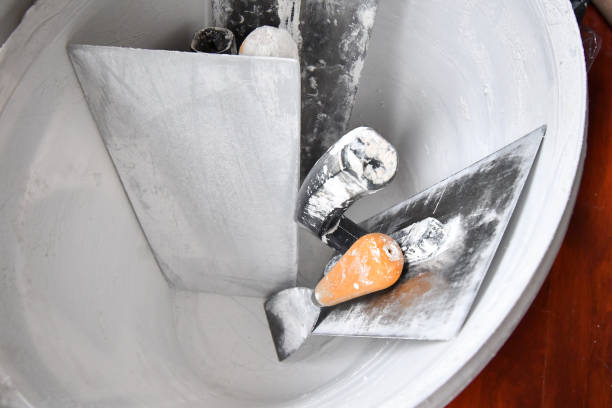 istock Plastering tools and spatula ready for home renovation 1313265161