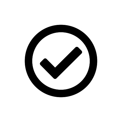 Check mark vector icon. Check mark in a circle black symbol isolated Vector illustration EPS 10