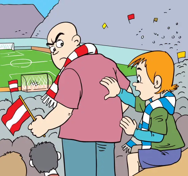 Vector illustration of A vector illustration of soccer fans in a stadium