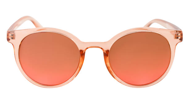 istock Women's sunglasses with orange plastic frame and orange glass on white background 1313275363