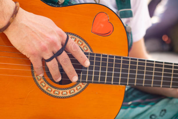 istock Detail Hippy man playing guitar outdoors on the sand 1313275774