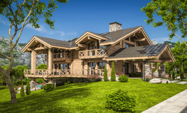 istock 3d rendering of modern cozy chalet 1313276406
