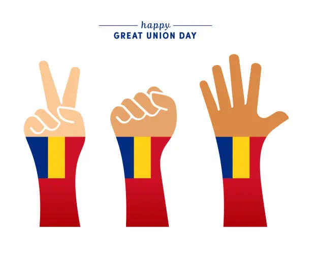 Vector illustration of Hands Raised for Great Union Day