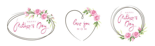 карты дня матери. - rose mothers day flower pink stock illustrations