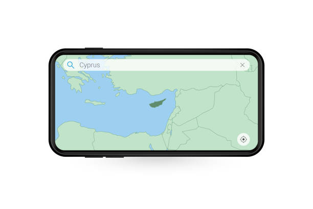 istock Searching map of Cyprus in Smartphone map application. Map of Cyprus in Cell Phone. 1313282521
