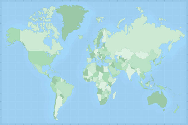 istock Detailed map of the world in green hues. 1313283079