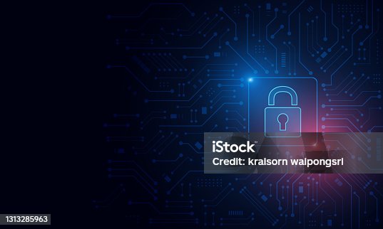 istock Cyber security technology concept , Shield With Keyhole icon  , personal data , 1313285963