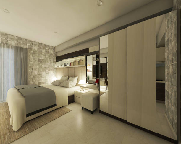 istock Cozy master bedroom design with dim lighting decoration 1313287746