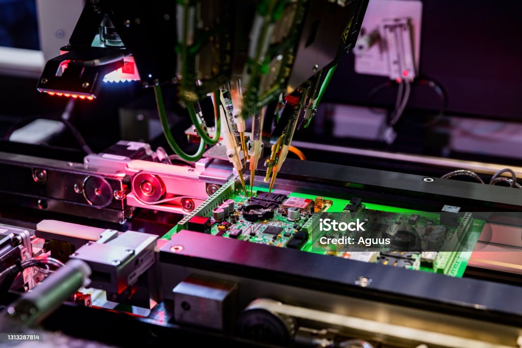 Computer Chip Fly Ride Electronic Circuit Board Production And Computer Chip Fly Test By ...