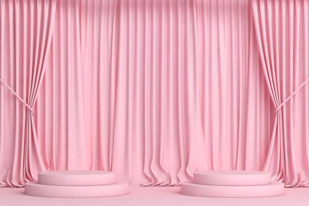 istock 3D Empty product stand, podium in front of the curtain 1313288773