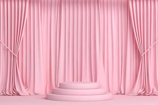 istock 3D Empty product stand, podium in front of the curtain 1313288946