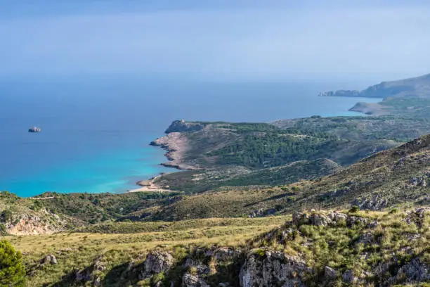Coastal landscape on the east coast of balearic island Mallorca. Spain, November 2016