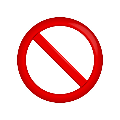 Not allowed 3D prohibition sign. Forbidden round sign. Vector illustration isolated on white.