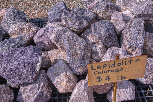 rough bulk lepidolite for sale by the pound - flocked imagens e fotografias de stock