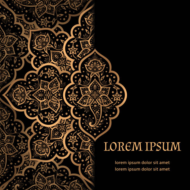 istock Luxury background golden vector. Islamic arabesque paisley royal pattern card template. Damask design for Christmas party invitation 1313293346
