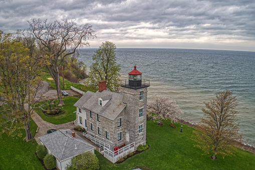 Aerial View of Sodus Point, a popular Tourist Town in Upstate New York