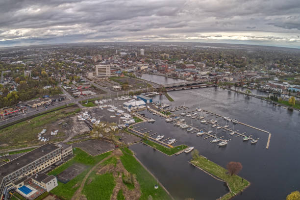 Aerial View of Belleville, Ontario in Spring stock photo