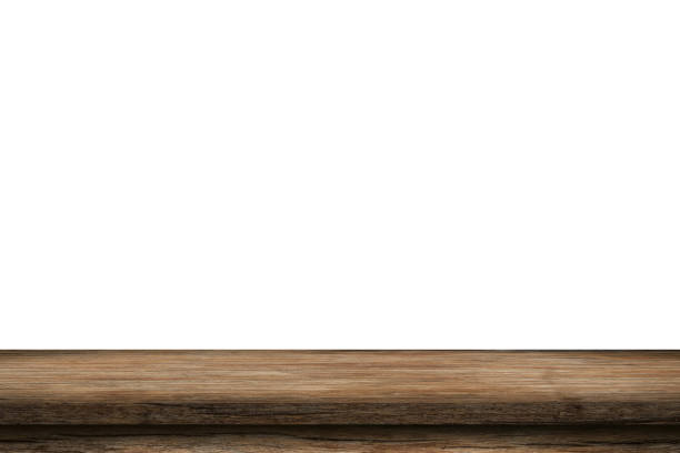 istock Empty wood table on isolate white background and display montage with copy space for product. 1313296228