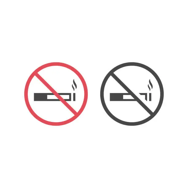 Vector illustration of No cigarettes red prohibition vector sign