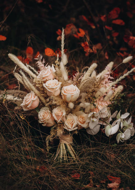 istock Boho wedding flower bouquet. Perfect image for wedding style magazines and websites, copyspace, fashion, bohemian, flowers decoration businesses, florist 1313297651