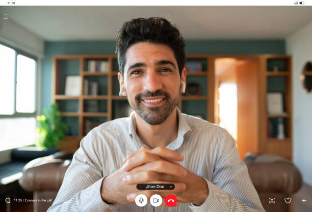 istock Business man on a work video call from home. 1313302092