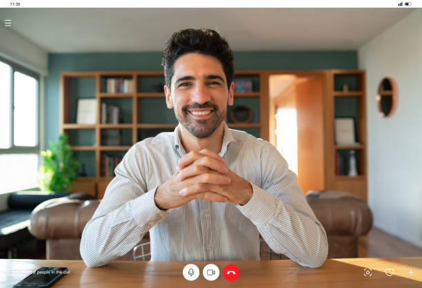 istock Business man on a work video call from home. 1313302100