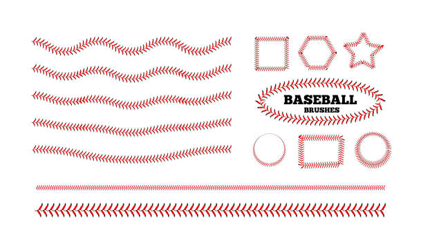 baseball schnürung auf weißem hintergrund. vektor - nähen stock-grafiken, -clipart, -cartoons und -symbole