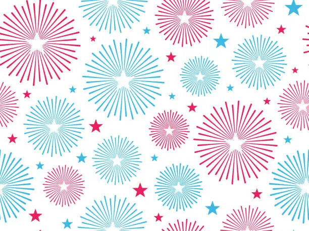 Vector illustration of Seamless Fireworks Explosion Celebration Independence Day Background