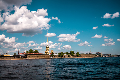 St. Peter And Paul Church Seen From Neva River Canal In St. Petersburg, Russia