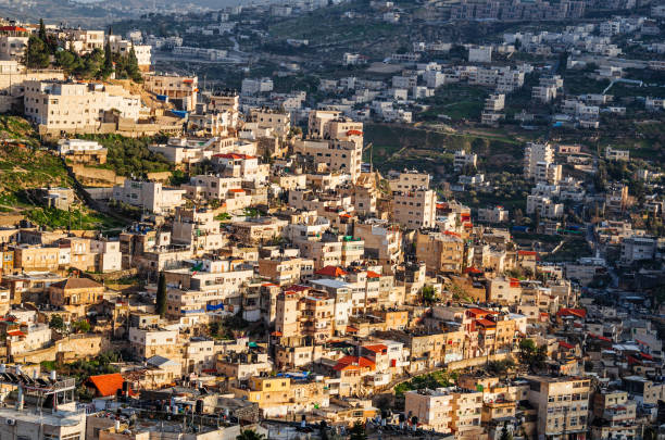 Arab neighborhood on a hillside in Jerusalem Neighborhood on the hillside of a mountain in Jerusalem, Israel. east jerusalem stock pictures, royalty-free photos & images