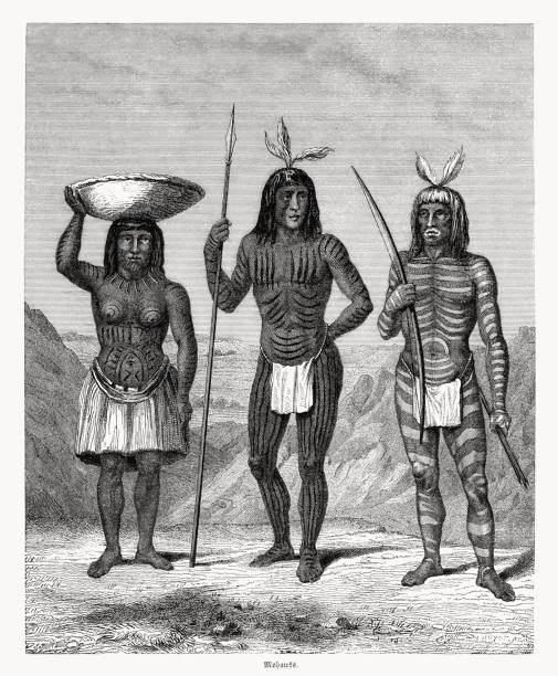 istock Mohawk people in the past, wood engraving, published in 1868 1313310578
