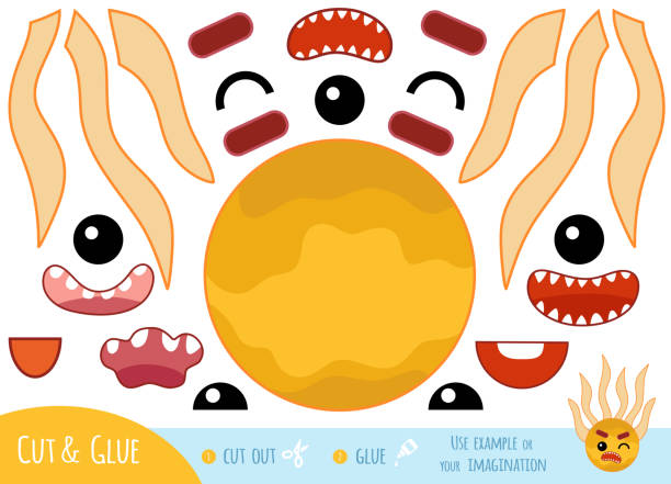 Education paper game for children, Cute bacteria and virus character. Create a funny face for cartoon character Education paper game for children, Cute bacteria and virus character. Create a funny face for cartoon character. Use scissors and glue to create the image. 11154 stock illustrations