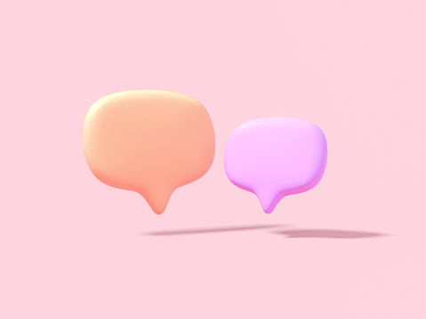 Floating speech bubbles on a colored background - 3D render illustration