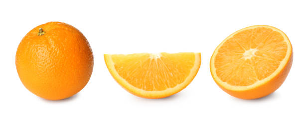 istock Set with tasty ripe oranges on white background. Banner design 1313313676