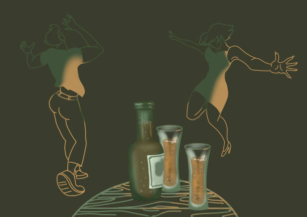 istock Dancing couple of young people. Alcoholic party, fun. Beer. 1313314933