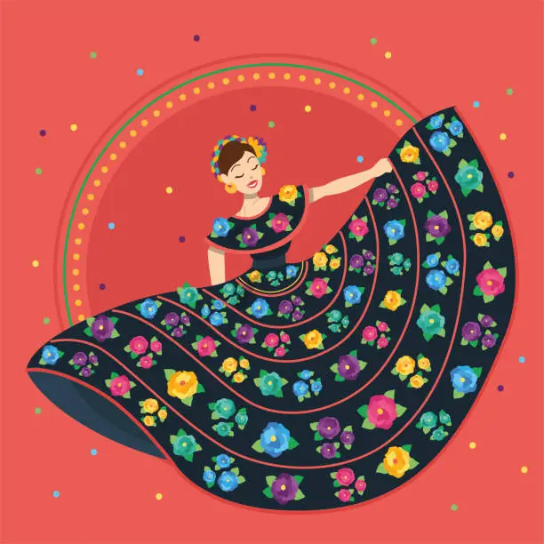 Vector illustration of Traditional mexican woman