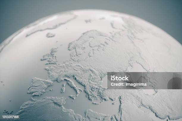 White Embossed Globe Stock Photo - Download Image Now - Europe, Globe - Navigational Equipment, Map