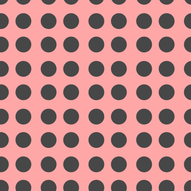 Polka dots retro ornament. Abstract seamless pattern with black balls on pink background. Polka dots retro ornament. Abstract seamless pattern with black balls on pink background. Good for invitation,poster,card,flyer,banner,textile,fabric,gift wrapping paper. drawing of pink and black polka dot wallpaper stock illustrations