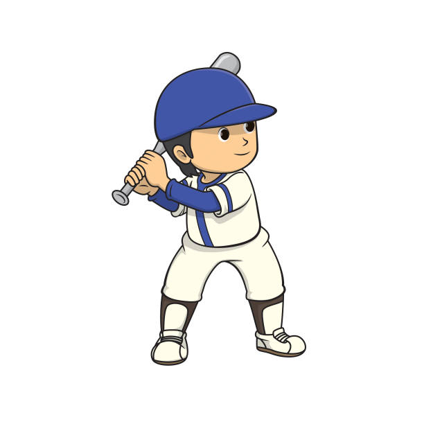 ilustrações de stock, clip art, desenhos animados e ícones de vector illustration of baseball player holding baseball bat isolated on white background. for preschool kid coloring activity worksheet, comparison, drawing, doodle, art project, first word book or flash card. - baseball pitcher small sports league