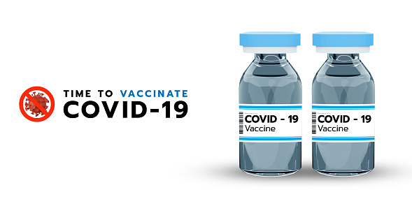 3D rendering Vaccine Coronavirus COVID-19 , Time to vaccinate ,Treatment for coronavirus covid-19, isolated on white background ,3D illustration
