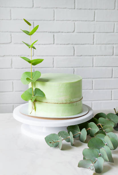 istock extraordinary festive green cake decorated with a sprig of eucalyptus 1313322281