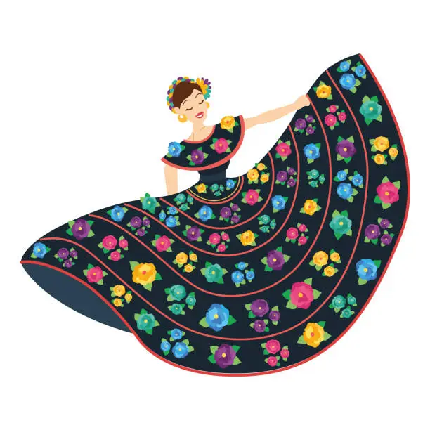 Vector illustration of Isolated mexican woman