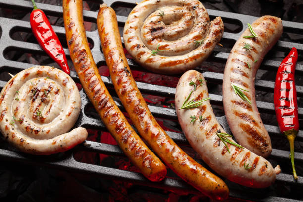 istock Hot spicy grilled sausages 1313323522