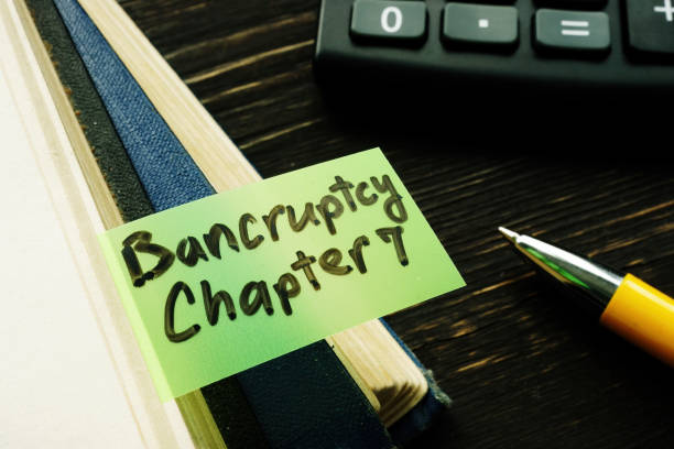 istock Bankruptcy chapter 7 bookmark in the book. 1313323765