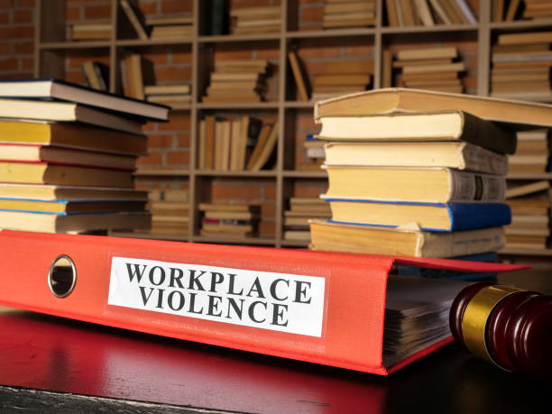 istock Documents about workplace violence in the court. 1313323796