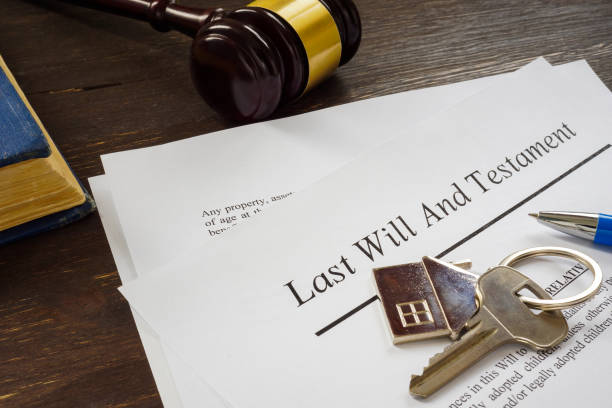 Last will and testament papers and key as symbol of property. Last will and testament papers and key as symbol of property. probate photos stock pictures, royalty-free photos & images